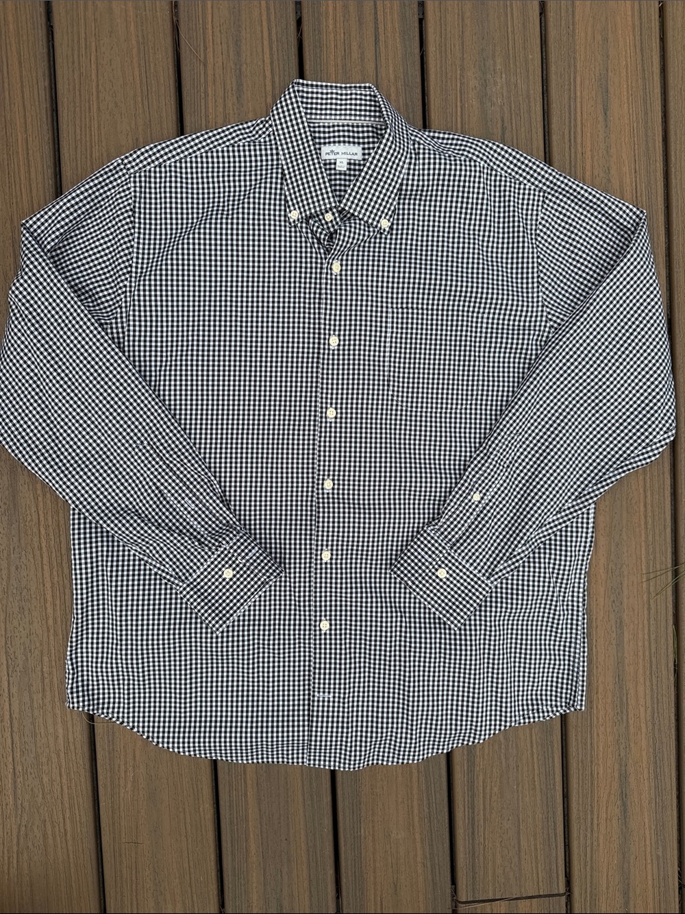 Peter Millar Black & White Gingham Button-Down Shirt